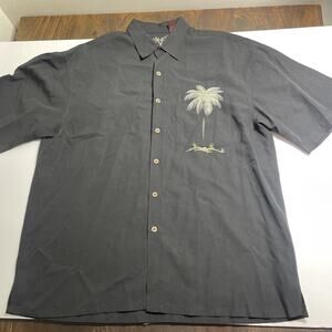 Bamboo Cay Mens Short Sleeve Peekaboo Palm Casual Embroidered Woven Shirt Size L